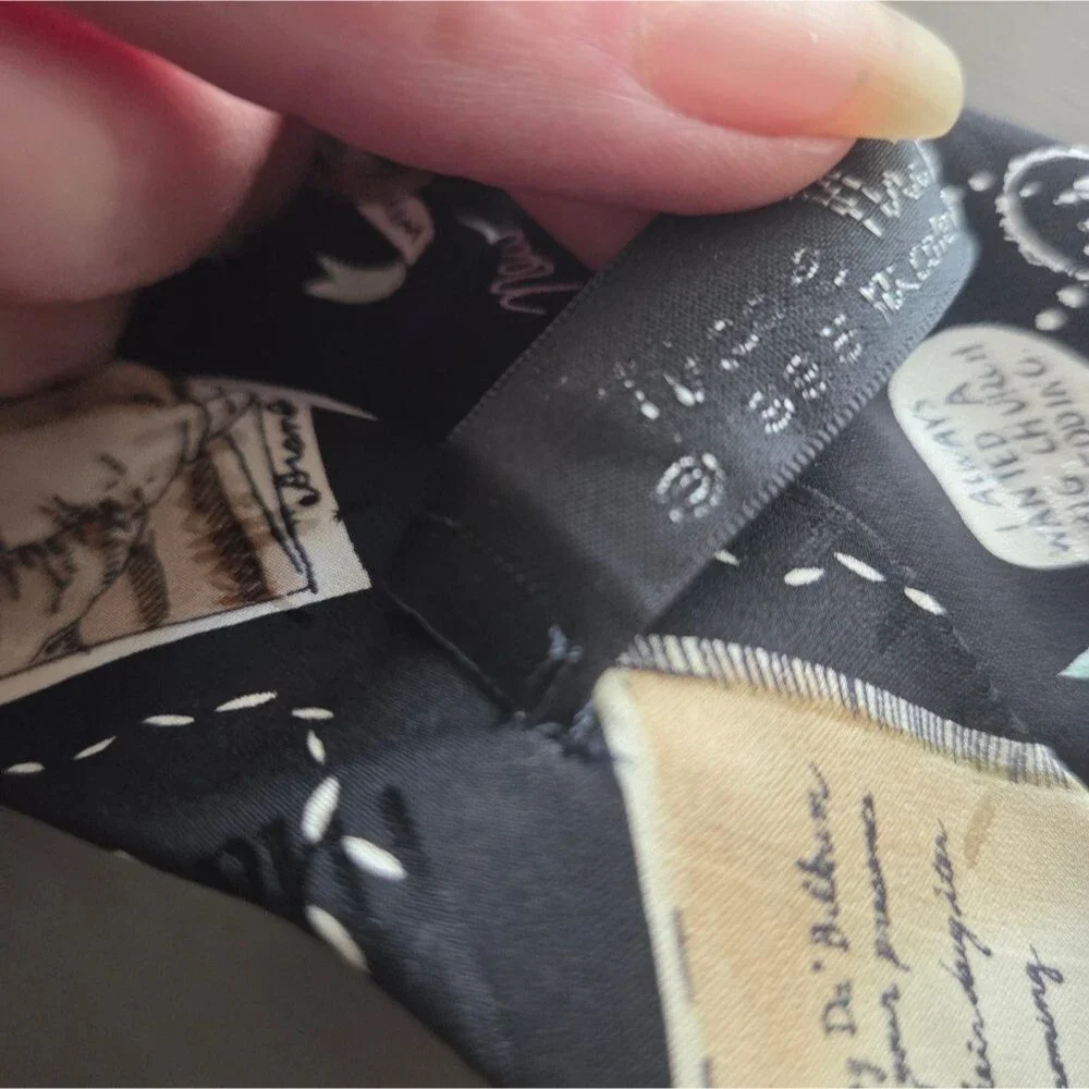 Nicole Miller Vintage 90s Multi Color Black Wedding Bride Groom Motif Silk Tie